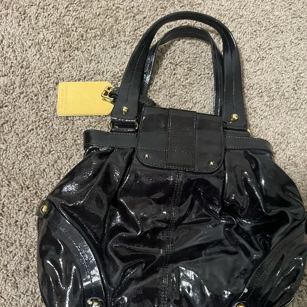 Dooney & Burke Black Patent Leather Handbag HP - Picture 3 of 14
